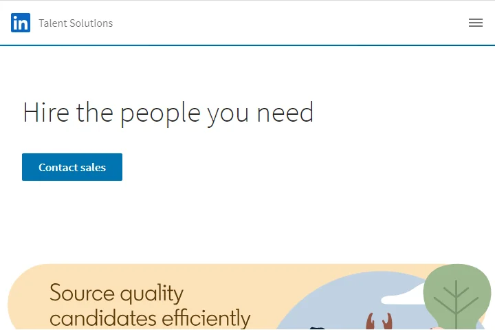 LinkedIn Hire Talent Landing Page Above Fold Call To Action